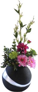 Dahlia Gerbera & Berry Bush in Eclipse vase