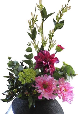 Dahlia Gerbera & Berry Bush in Eclipse vase