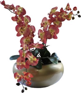 Desktop Vase with Autumn Pink Orchids