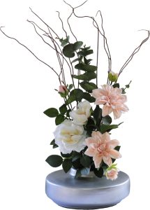 Dahlia Rose in Barrel Silver Vase