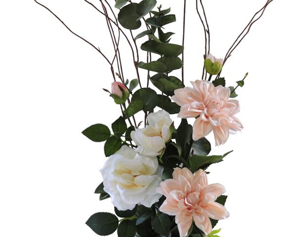 Dahlia Rose in Barrel Silver Vase