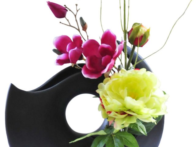 Magnolia and Peony in Lazer Vase