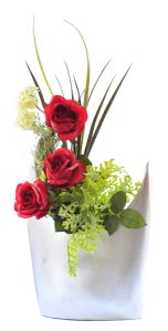 Silver Moon Vase With Roses