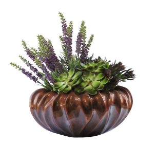 Lavender & Succulents in Ripple Vase
