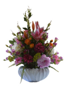 Pink Tiger Lily Mix in Rippled Vase