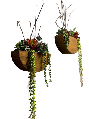 Wooden Half Moon Wall Boxes